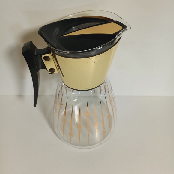 Vintage Mid Century Glass Coffee Carafe Pot With Lid - Picture 3 of 9